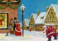 The Santa Claus slip into the residential district to deliver gifts original oil painting kids